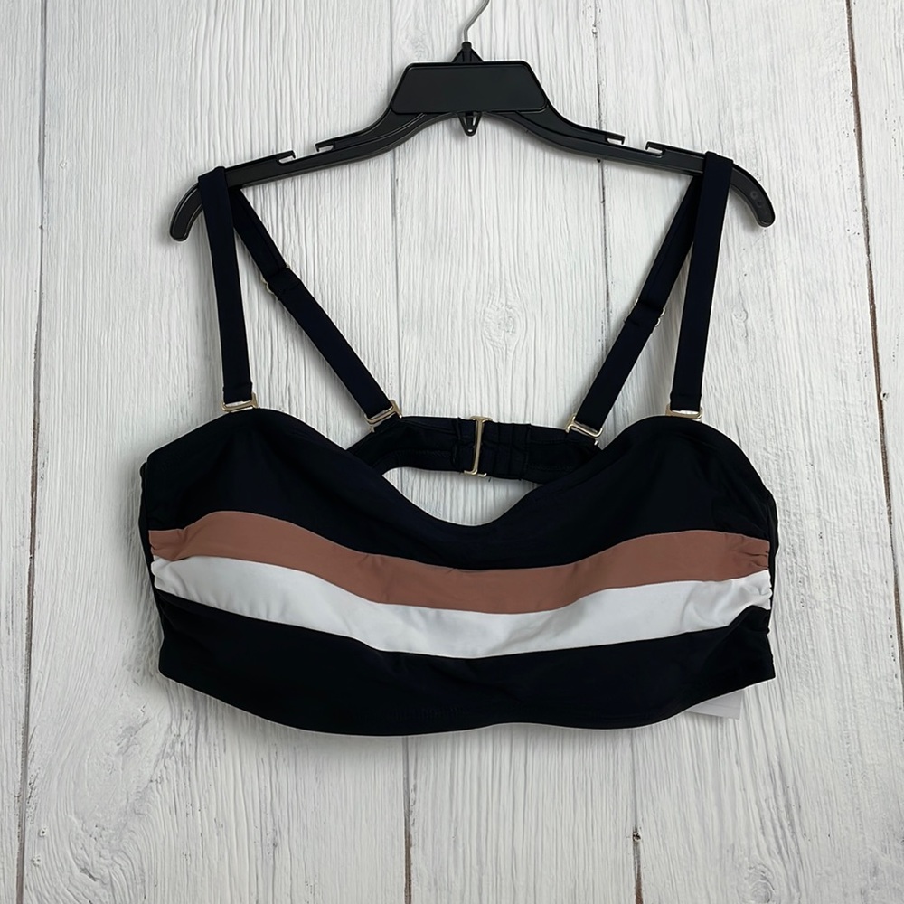 Black tan and white neutral swim bikini top 2X with removable straps